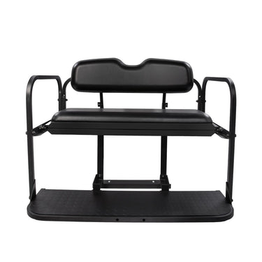 Yamaha Drive black golf cart rear flip seat kit by Rainier Parts, designed for premium comfort and durability.