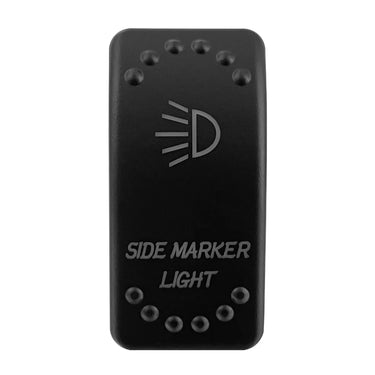 White LED rocker switch with IP68 waterproof rating for Polaris RZR, ATV, UTV, and marine applications by Rainier Parts.