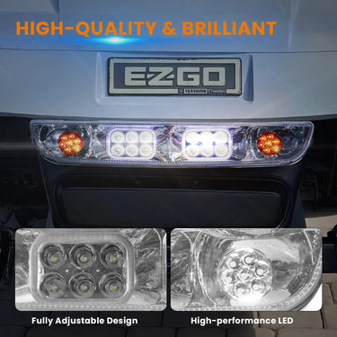 Rainier Parts LED light bar kit for EZ-GO TXT golf carts 1996-2013, 12-48V, enhances night visibility, easy installation, premium quality