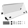 Rainier Parts Yamaha G29 folding windshield made of PMMA with adjustable airflow for golf carts, providing protection and visibility.