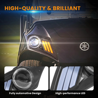 Rainier Parts Yamaha Drive2 LED light kit for golf cart, 12 to 48V, with bright LED lights and wiring components.