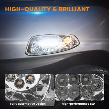 Rainier Parts LED light kit for EZ GO RXV golf cart, high and low beam deluxe lighting system, compatible with 12 to 48 volts.