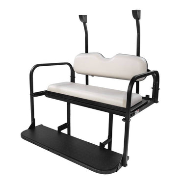 Rainier Parts Club Car TEMPO PRECEDENT white golf cart rear flip seat kit, durable and comfortable for golfers.