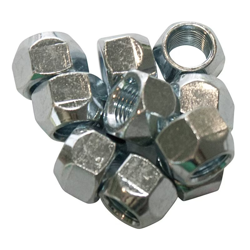 Stens 416120 lug nut for Club Car golf carts, durable replacement part, shown in case of 10 premium-quality lug nuts.