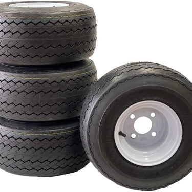 4-Pack Golf Cart Tire & Wheel Assembly – 18x8.50-8 8" White Rim, 4-Lug