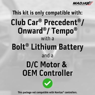 MadJax® Kinect™ Display Screen Kit for Club Car Precedent/Tempo/Onward w/ Bolt Battery & OEM DC Controller, 25-325