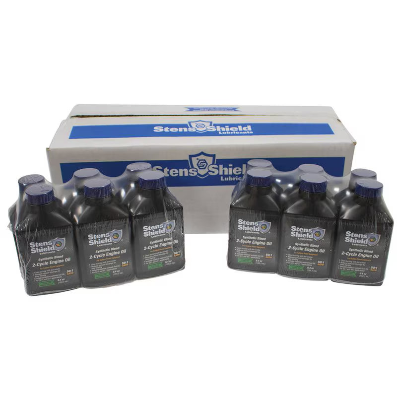 Stens Premium 2-cycle engine oil, synthetic blend, 50:1 ratio, 6.4 oz bottles, case of 24, for small engines
