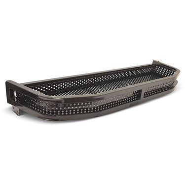 Redhawk RHOX front basket for Club Car DS golf cart, showing sturdy metal construction and mounting brackets in a close-up view.