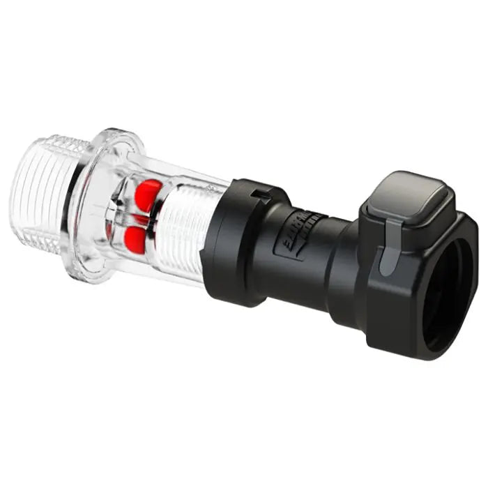 Flow-Rite BA-FLW-80 flow indicator showing clear dial with measurement markings and flow direction arrow for accurate flow monitoring.