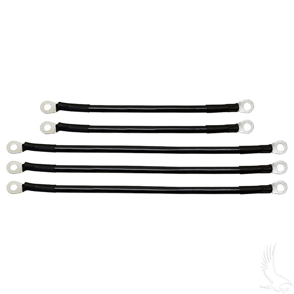 Redhawk 4-gauge battery cable set with three 12-inch and two 9-inch cables for Yamaha G14/G16 36V golf carts, model BAT-1005A_l