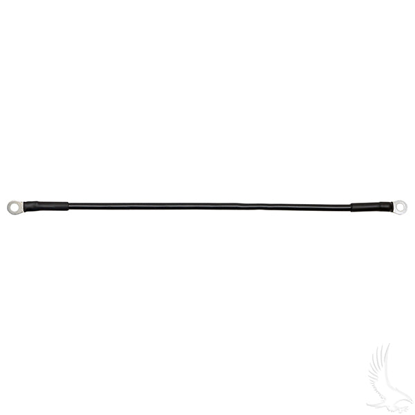 Redhawk 16-inch 6-gauge black battery cable showing thick copper conductors and durable insulation for automotive use.