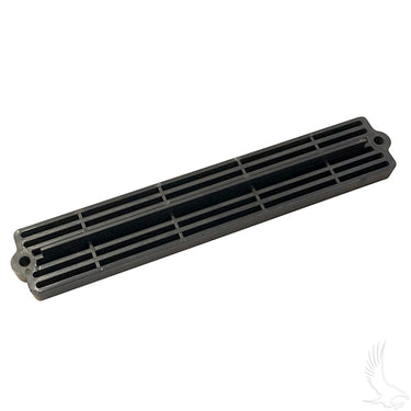Redhawk battery hold down plate for Yamaha G14-G22 electric golf carts, durable black metal securing battery in place