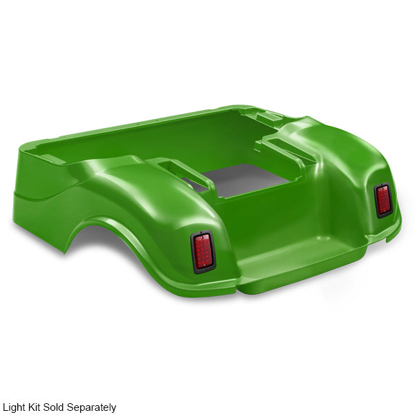 Redhawk DoubleTake Rear Body for E-Z-Go TXT 96+ golf cart, lime-colored body panel with mounting details