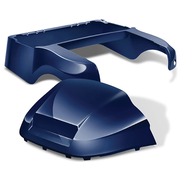 Redhawk DoubleTake Factory Body Kit for Club Car Precedent 04+ in navy, showing the sleek, custom exterior design of the golf cart.