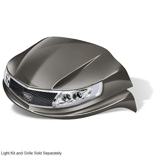 Redhawk DoubleTake Phoenix Front Cowl for Club Car Precedent 04+ in graphite, showing sleek golf cart exterior design.