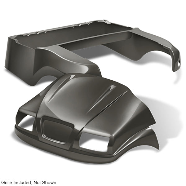 Redhawk DoubleTake Phantom Body Kit with grille for Club Car Precedent 04+ in graphite, showing the sleek exterior design.