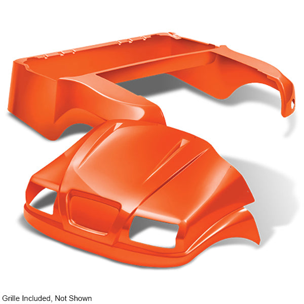 Redhawk DoubleTake Phantom body kit with grille for Club Car Precedent 04+ in orange, featuring sleek, durable design.