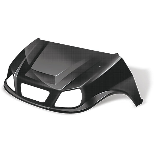 Black DoubleTake Spartan front cowl for Club Car DS golf cart by Redhawk, showing the sleek, durable design.