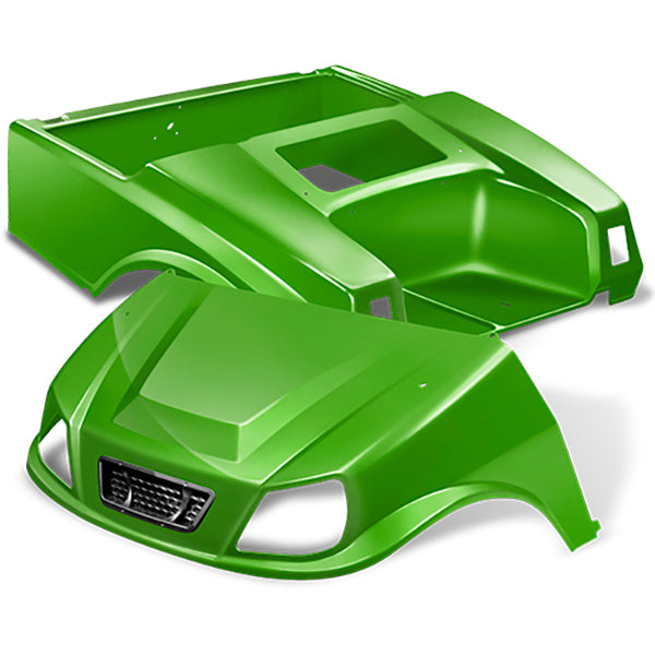 Redhawk DoubleTake Spartan body kit with grille for Club Car DS in lime, featuring rugged design and premium quality.