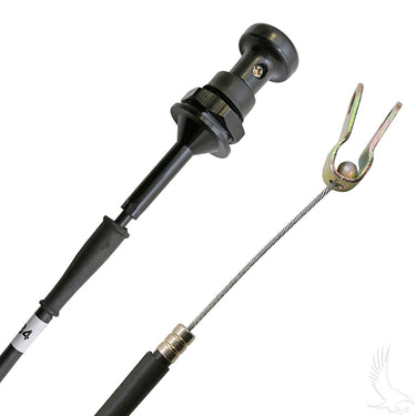 Redhawk 21-inch choke cable for Yamaha G8 and G14 gas golf carts, showing the flexible cable with connectors at each end.