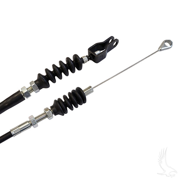 Redhawk 63-inch accelerator cable for Yamaha Drive 07-12 golf carts, featuring a durable black outer sheath and metal fittings.