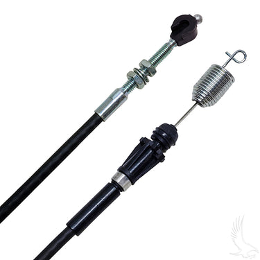 Redhawk accelerator cable, snap-in style for Club Car Precedent Gas 2009-2015 and Kawasaki FE290/FE350 engines, shown on vehicle.