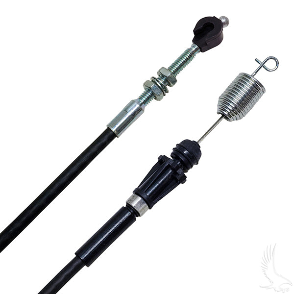 Redhawk accelerator cable, snap-in style for Club Car Precedent Gas 2009-2015 and Kawasaki FE290/FE350 engines, shown on vehicle.