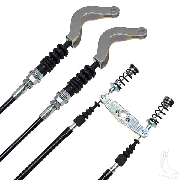 Redhawk Yamaha Drive G14-G22 forward and reverse cable, CBL-083, showing the flexible cable with connectors for golf cart transmission.