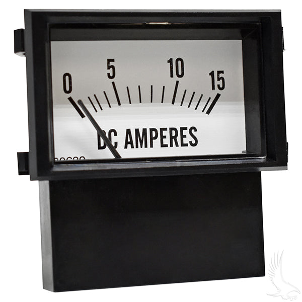 Redhawk 15 amp ammeter with analog dial, measuring electrical current for accurate readings in electrical systems.