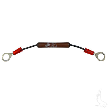 Redhawk 48V 200A precharge resistor for solenoid, shown in image with metal leads and black body for electrical protection.
