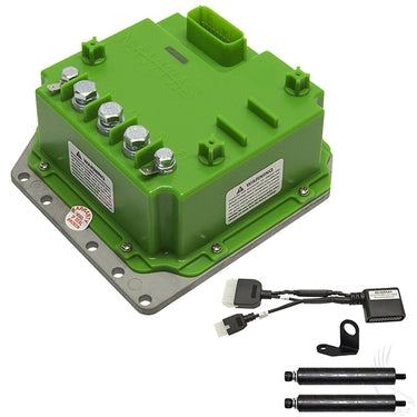 Redhawk Navitas 600A controller for E-Z-Go TXT48 golf carts, shown installed with wiring and control components.
