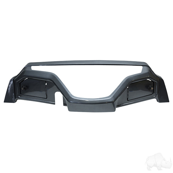 Redhawk carbon fiber dash panel for Yamaha Drive2 golf cart, featuring sleek, lightweight design and precise fitment.
