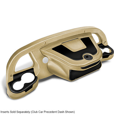 Redhawk DoubleTake Sentry Storage Dash for E-Z-Go TXT 96+ golf cart, shown in sand color with storage compartments.