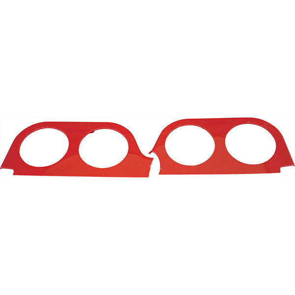 Redhawk DoubleTake Sentry dash cup holder trim set for E-Z-Go TXT 96+ in red, shown installed on vehicle dashboard.