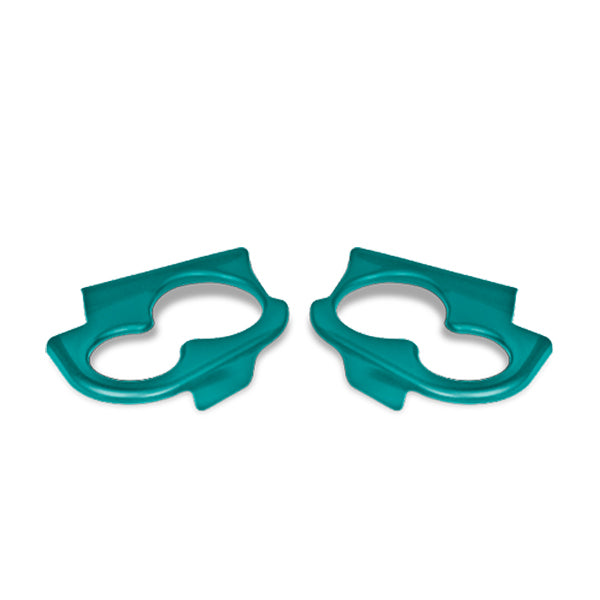 Redhawk DoubleTake Sentry dash cup holder trim set in teal for Club Car Precedent 04+ shown installed in a vehicle interior.