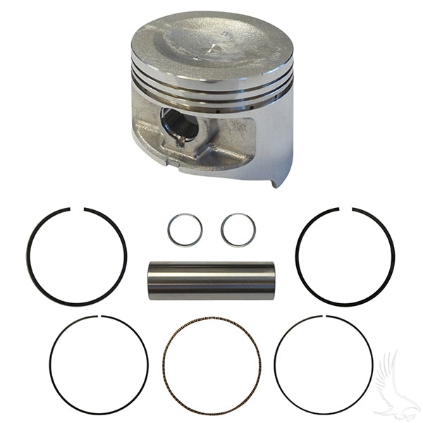 Redhawk piston assembly for Club Car DS Gas 96+ FE350, showing the .+50mm piston with detailed metal components.