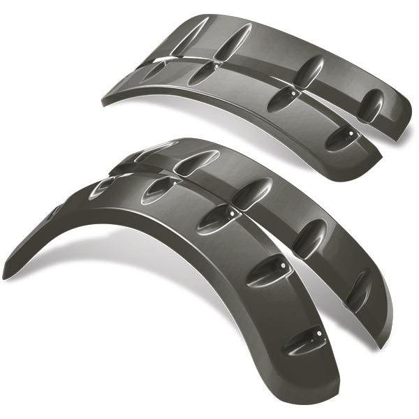 Redhawk DoubleTake Fender Flare Set for Titan Body and E-Z-Go 96+ in graphite, showing close-up of textured fender flares.