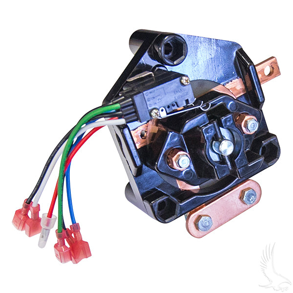 Heavy duty Redhawk Forward/Reverse switch for Club Car electric golf carts, model FR-023_l, with robust construction.