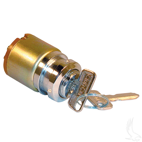 Redhawk 4-terminal key switch for Club Car gas models 1984-1995, used for ignition and electrical control in golf carts.