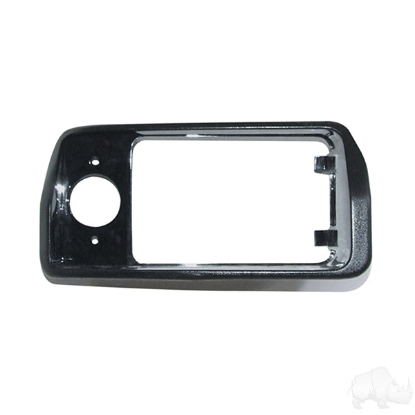 Redhawk passenger headlight bezel for Club Car DS 93+ golf cart, showing the black plastic frame on a white background.