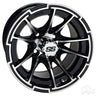 Red Hawk RX393 Golf Cart Wheel 12x7 ET25 Machined Gloss Black Premium Alloy For High Performance - Rainier Parts