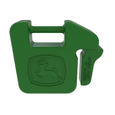 JOHN DEERE R66949: Suitcase Weight, 42 lb. (19 kg) - another view of the green suitcase weight with R66949 labeling, perfect for improving equipment traction.