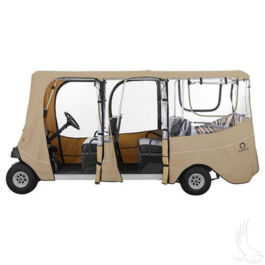 Red Hawk Deluxe 6 Passenger Golf Cart Enclosure Sand All Weather Fits Tops Up To 126 Inches - Rainier Parts