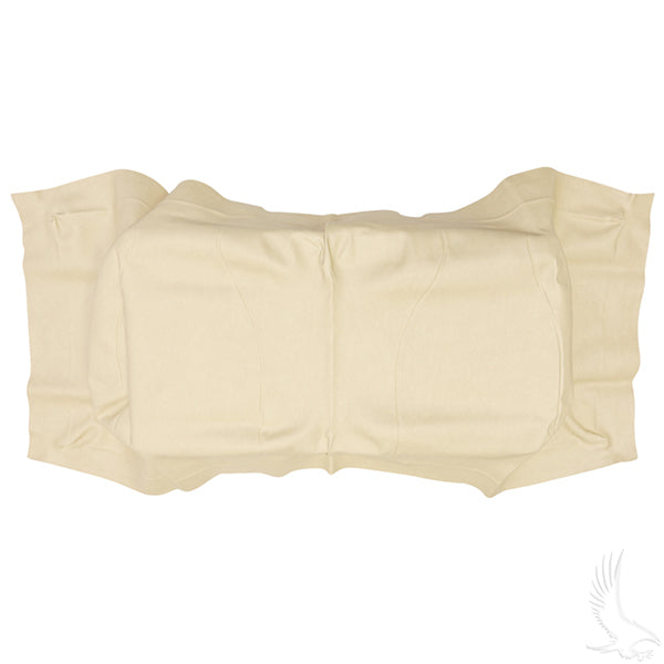 Beige seat back cover for Club Car Tempo and Precedent golf carts, made by Redhawk, shown on a golf cart seat.