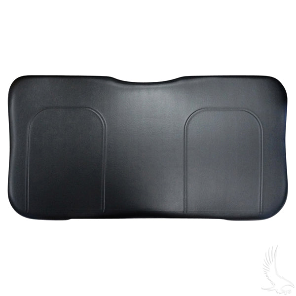 Black E-Z-Go RXV 16+ seat bottom cushion by Redhawk, showing a comfortable padded replacement for golf carts.