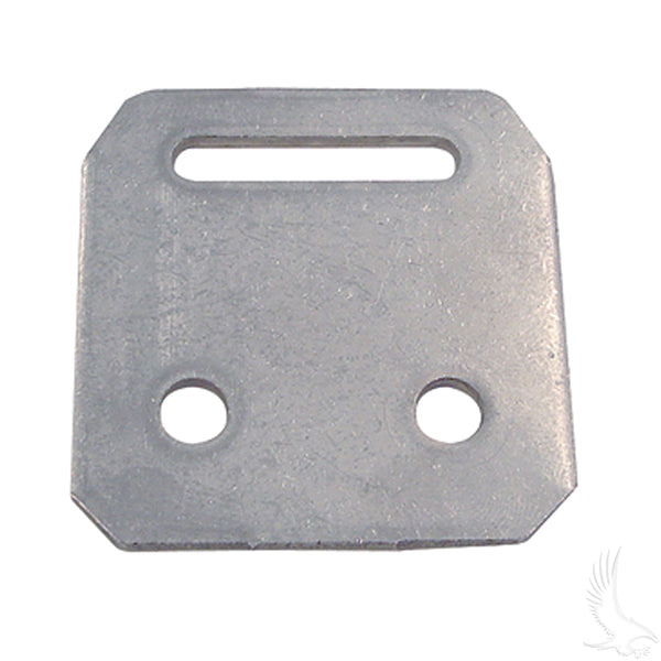 Redhawk hinge plate seat for Club Car DS 81+ golf cart, showing metal hinge component with mounting holes and hardware.