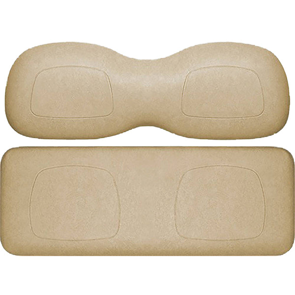 Redhawk DoubleTake Factory front cushion set in beige for Club Car Precedent golf carts, showing plush, cushioned seat and backrest.