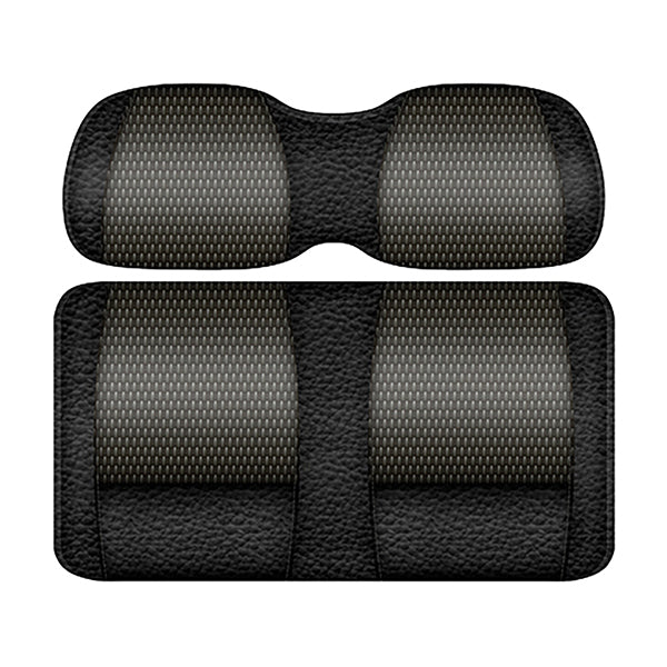 Redhawk DoubleTake Veranda front cushion set in black and graphite for Yamaha Drive2 golf cart, featuring plush, comfortable seat padding.
