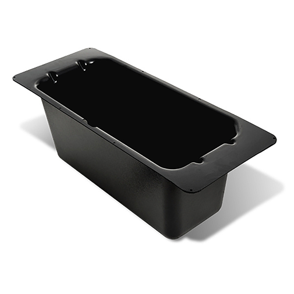 Redhawk DoubleTake Storage Bucket for Max 5 and Max 6 rear seat kits, shown in black with mounting brackets