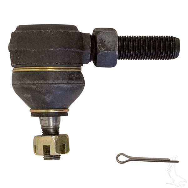Redhawk tie rod end with left thread for Club Car DS golf cart, model 76-08, showing the metal joint and threading detail.